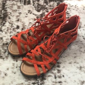 Orange Lace-Up Sandals 🧡